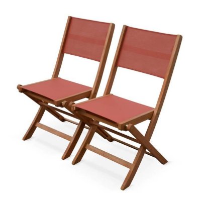 SWEEEK Lot de 2 chaises de jardin en bois terracotta