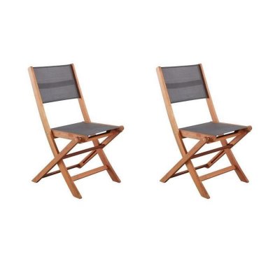 GENERIQUE Lot De 2 Chaises En Bois Dacacia Fsc Et Textilene - Gris