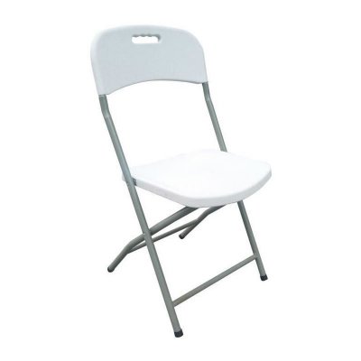 GENERIQUE Lot de 2 chaises pliantes de jardin 42 x 42 x 87 cm assise blanche structure grise