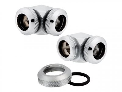 CORSAIR Lot de 2  Hydro X Series XF Hardline 90&deg; 12 mm - Chrome