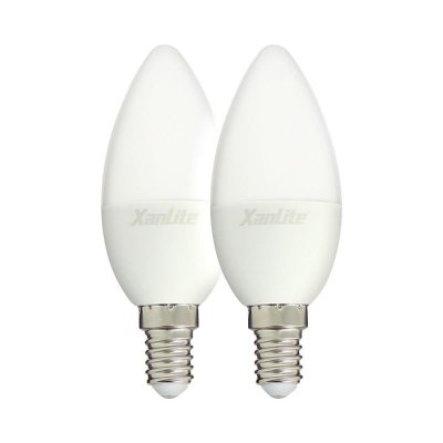 XANLITE Lot de 2 flammes lisses 470 lumens E14 6W &eacute;quivalent &agrave; 40W 