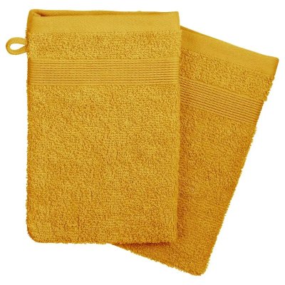 ATMOSPHERA Lot de 2 gants de toilette en coton - 15 x 21 cm - Jaune