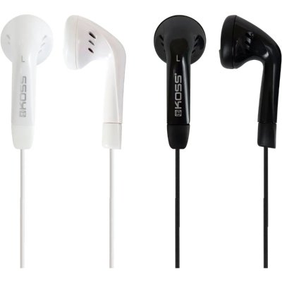 KOSS Lot de 2 paires de mini-&eacute;couteurs KE7, 1 blanc et 1 noir 
