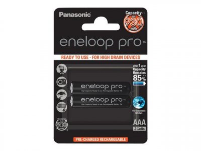 PANASONIC Lot de 2 piles rechargeables eneloop pro type aaa 1,2v - 950 mah (r03) 5410853057185