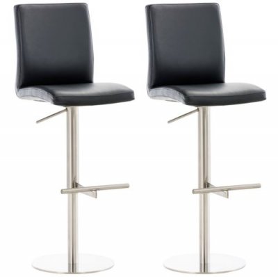 Lot de 2 tabourets de bar Cadiz en similicuir Acier inoxydable Noir