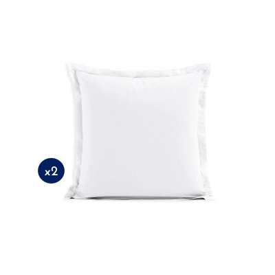  Lot de 2 taies carr&eacute;es 100% coton - Blanc - 63x63 cm