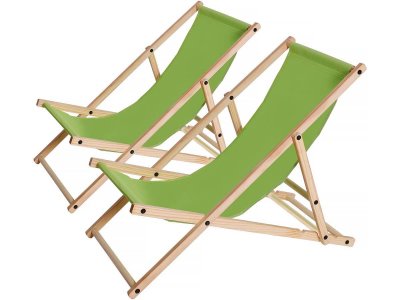 HABITAT ET JARDIN Lot de 2 transats en bois chilienne - 107 x 56.5 x 81 cm - vert