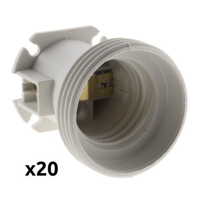 ZENITECH Lot de 20 douilles &eacute;lectriques e27 vis thermoplastique blanc 