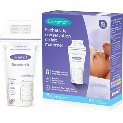LANSINOH Lot de 25 Sachets de Conservation de Lait Maternel 