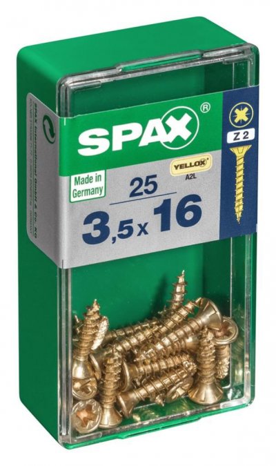 SPAX Lot De 25 Vis Acier T&ecirc;te Frais&eacute;e Pozidriv , Diam.3.5 Mm X L.16 Mm