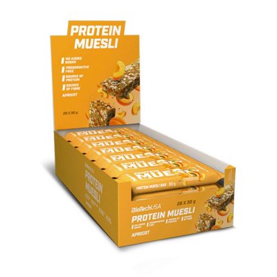 BIOTECHUSA Lot de 28 cartons de collation protein&eacute;e Biotech USA muesli - Abricot