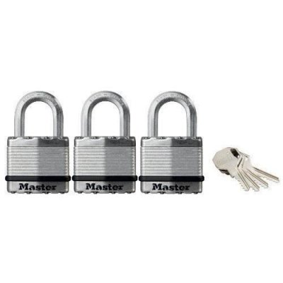 MASTER LOCK Lot de 3 cadenas &agrave; cl&eacute; - acier lamin&eacute; - 45mm de large - anse 24mm 
