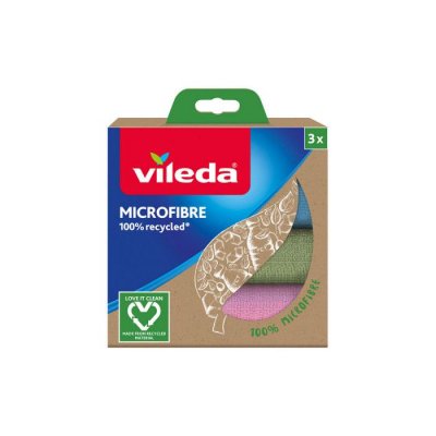 VILEDA Lot de 3 chiffons multi-usages  100% microfibre, recycl&eacute; ECO