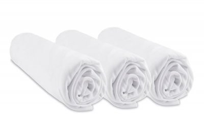EASY DORT Lot de 3 Draps housse Bambou - 70x140 cm - Blanc - Blanc