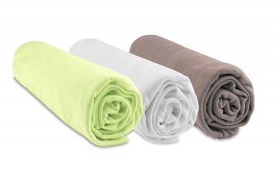 EASY DORT Lot De 3 Draps Housse Bambou Pour Lit B&eacute;b&eacute; 60x120 Anis Blanc Taupe