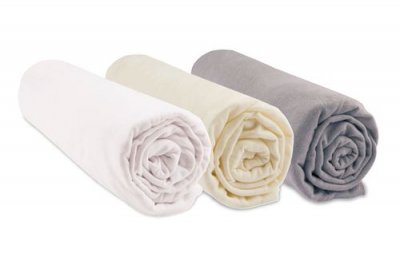  Lot de 3 draps housse Coton Bio - 70x140 - Noisette blanc &eacute;cru
