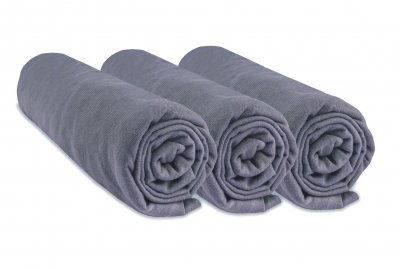 EASY DORT Lot de 3 Draps housse Jersey 100% Coton - 40x80 / 40x90 cm -Gris