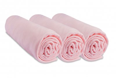 Lot de 3 Draps housse Jersey 100% Coton - 40x80 / 40x90 cm -Rose