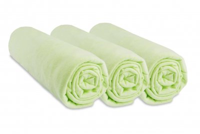 EASY DORT Lot De 3 Draps Housse Jersey Coton - 40x80 Extensible &Agrave; 40x90 Couleur - Anis