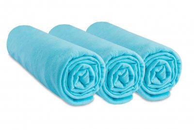 EASY DORT Lot De 3 Draps Housse Jersey Coton - 40x80 Extensible &Agrave; 40x90 Couleur - Turquoise