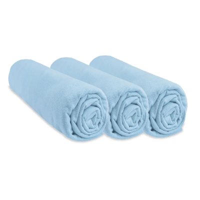  Lot de 3 draps housse jersey coton -70x140 Couleur - Ciel