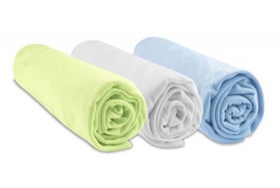 Lot de 3 Draps housses Bambou - 60x120 - anis blanc ciel