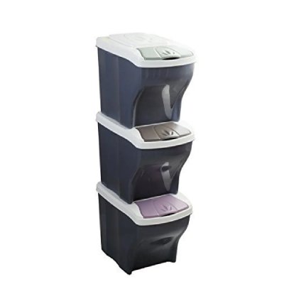 BAMA Lot de 3 poubelles tris - 60 l - coloris al&eacute;atoire