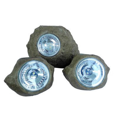 LUMISKY Lot de 3 rochers solaires ROCKY BROWN Marron Plastique H14cm