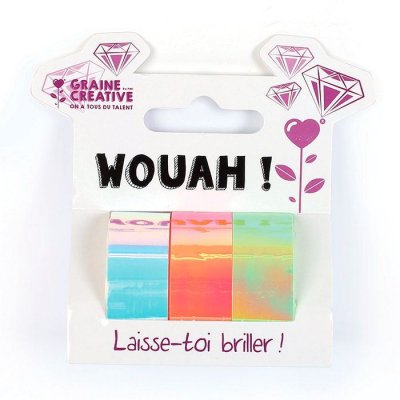 GRAINE CREATIVE Lot de 3 tapes iridescent miroir blanc orange et vert