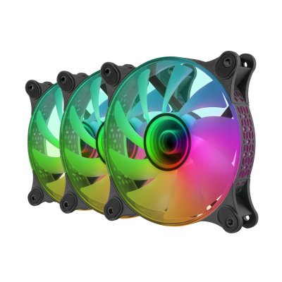 MARS GAMING Lot de 3 ventilateurs boitier mf-3d rgb - 12cm (noir) MF3DKIT