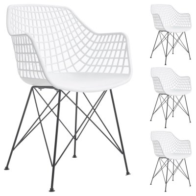 Lot de 4 chaises ALICANTE, en plastique blanc