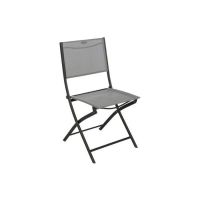 HESPERIDE Lot de 4 chaises de jardin pliantes Modula Galet & Graphite - Hesp&eacute;ride - Galet / graphite