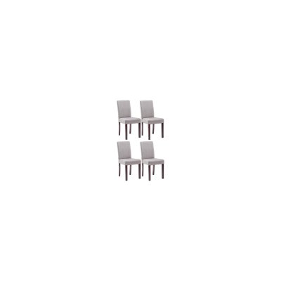 Lot de 4 Chaises de salle &agrave; manger Ina Tissu avec pieds en Bois gris clair Cappuccino