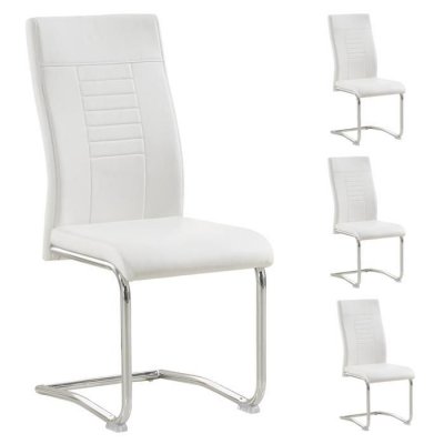 Lot de 4 chaises LOANO, en synth&eacute;tique blanc