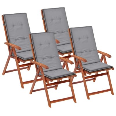 DECOSHOP26 Lot de 4 coussins de chaise de jardin en tissu gris 120x50x3 cm DEC021545