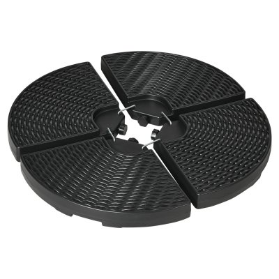 Lot de 4 dalles pour parasol &agrave; lester HDPE aspect rotin noir