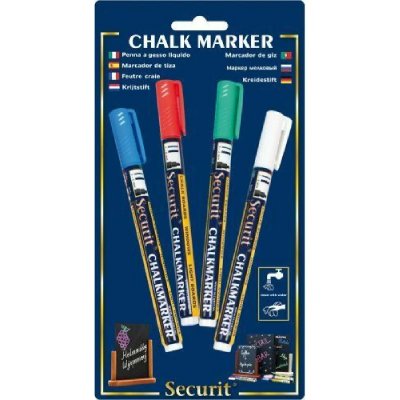 SECURIT Lot de 4 feutres craie coloris assortis