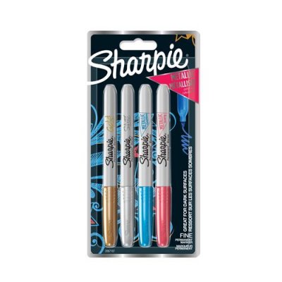 SHARPIE Lot de 4 marqueurs m&eacute;tallis&eacute;s permanents  Pointe fine