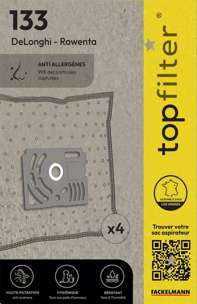 TOPFILTER Lot de 4 sacs aspirateur rowenta  premium ref. 64133