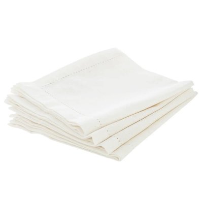 ATMOSPHERA Lot de 4 serviette de table Chambray - L 40 cm x l 40 cm - Blanc