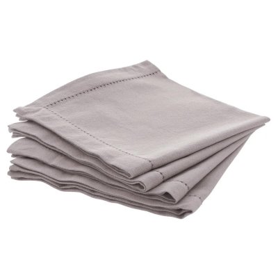 ATMOSPHERA Lot de 4 serviette de table Chambray - L 40 cm x l 40 cm - Gris clair