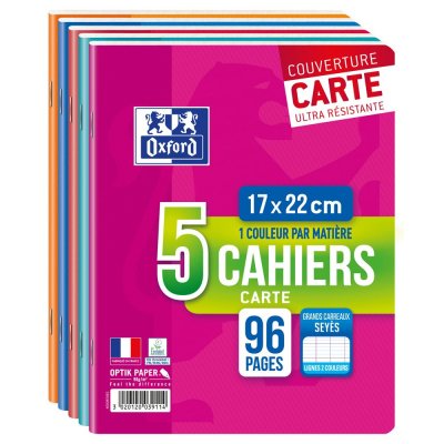 OXFORD Lot de 5 cahiers Sey&egrave;s  Color Life 17 x 22 cm Mod&egrave;le al&eacute;atoire
