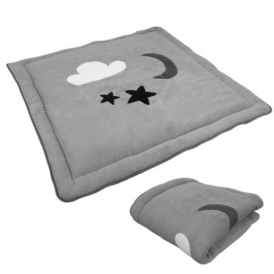  Lot de 5 tapis de jeu enfant molletonn&eacute;s 1m x 1m - gris
