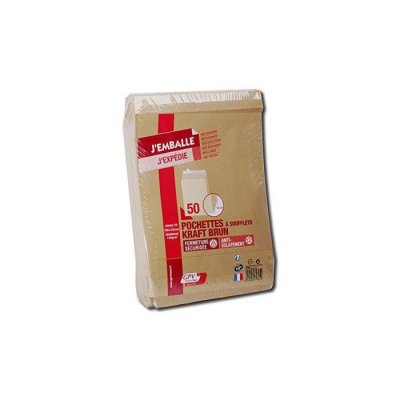 GPV Lot de 50 pochettes kraft brun auto-adh&atilde; sif 260x330mm 120g - 