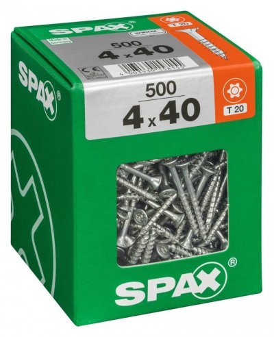 SPAX Lot De 500 Vis Acier T&ecirc;te Frais&eacute;e Torx , Diam.4 Mm X L.40 Mm