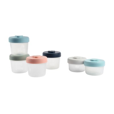 BEABA Lot de 6 pots de conservation bleu et rose (90 ml et 150 ml)