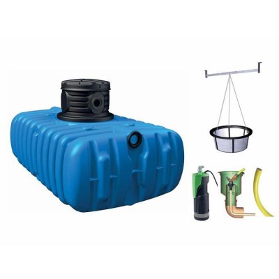 GARANTIA Lot r&eacute;cup&eacute;rateur d'eau de pluie jardin confort Flat Graf 1500 L