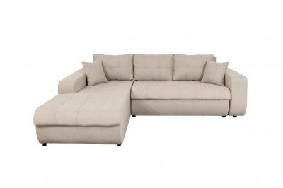 Loungitude - Canap&eacute; d'angle convertible 4 places en tissu - Beige