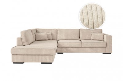 LOUNGITUDE Canap&eacute; d39angle, Velours c&ocirc;tel&eacute;, Beige