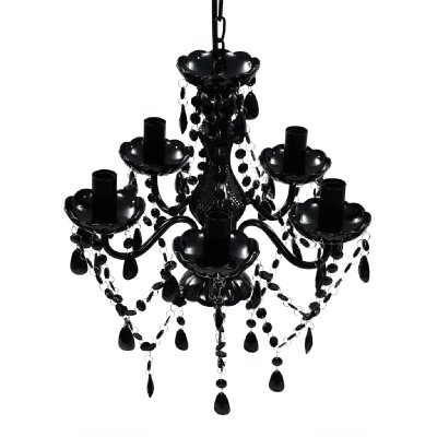 VIDAXL Lustre avec 5 ampoules Crystal noir  - Noir